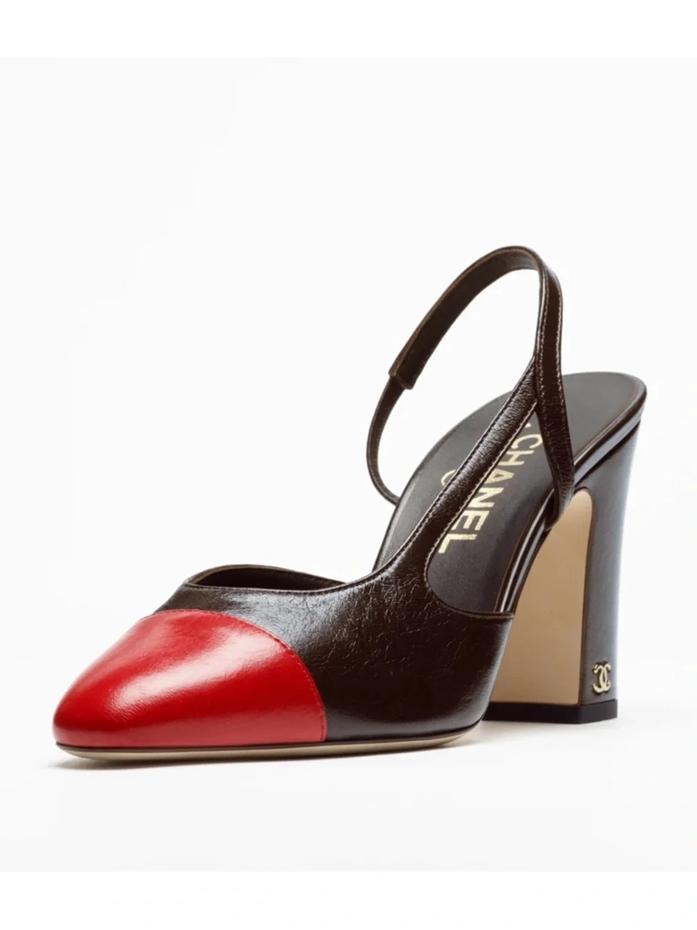 Chanel 26S Blazy Dark Brown Red CC Coco Sling Slingback Block Heel Pump 40c - Picture 6 of 16